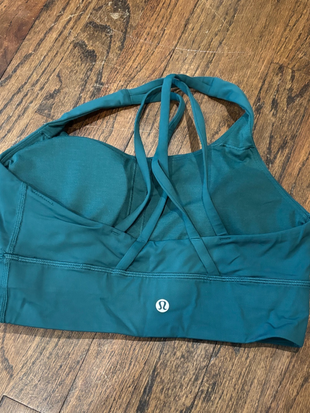 lululemon athletica teal lined pattern Strappy Sports Bra women’s size 6 - Picture 4 of 8